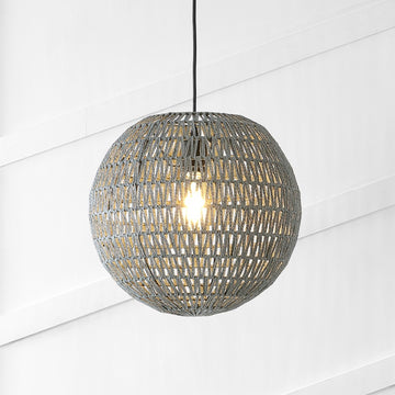 Luna 15.75" Bohemian Modern Woven Rattan/Iron LED Pendant